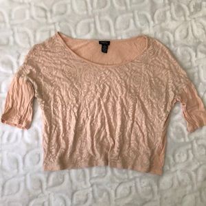 Soft Peach Rose Pattern Crop Blouse